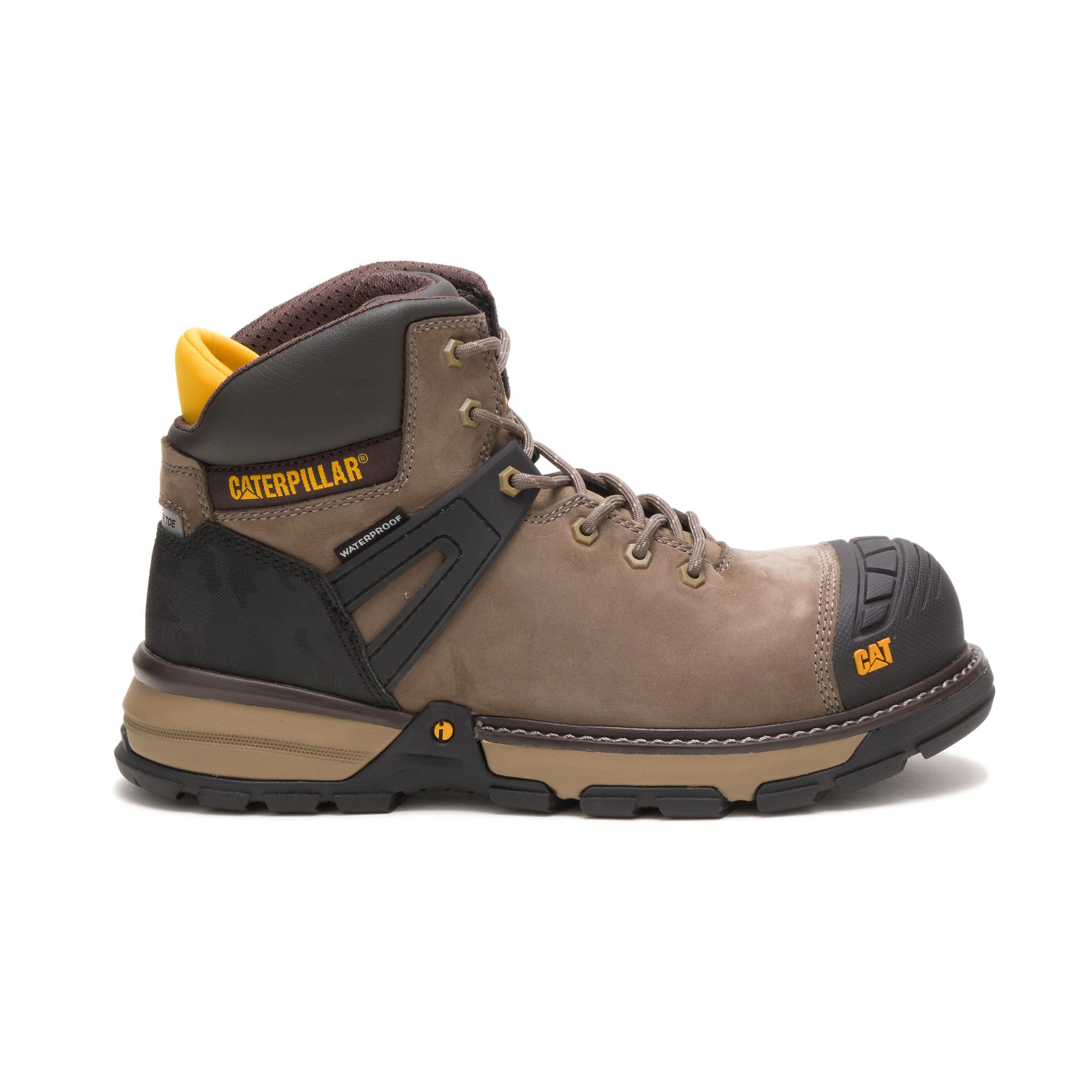 Caterpillar Boots South Africa - Cat Men's Excavator Superlite Waterproof Nano Toe Work Boots Brown/Black YU4931572